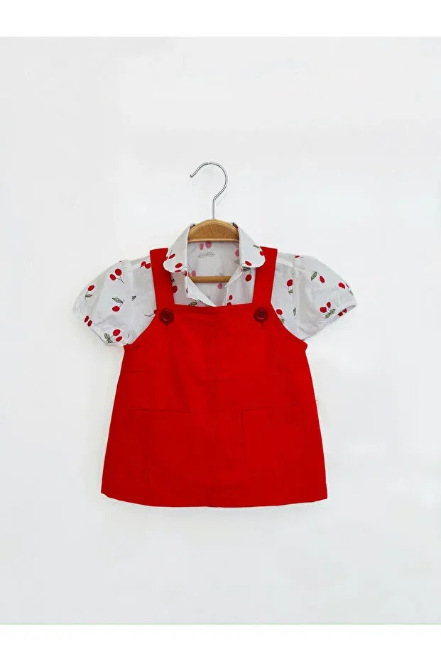 Детское платье для девочек хлопковое с принтом вишен Colored Baby, Red