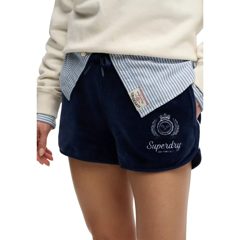 Шорты велюровые Country Club Superdry, синий — фото 4