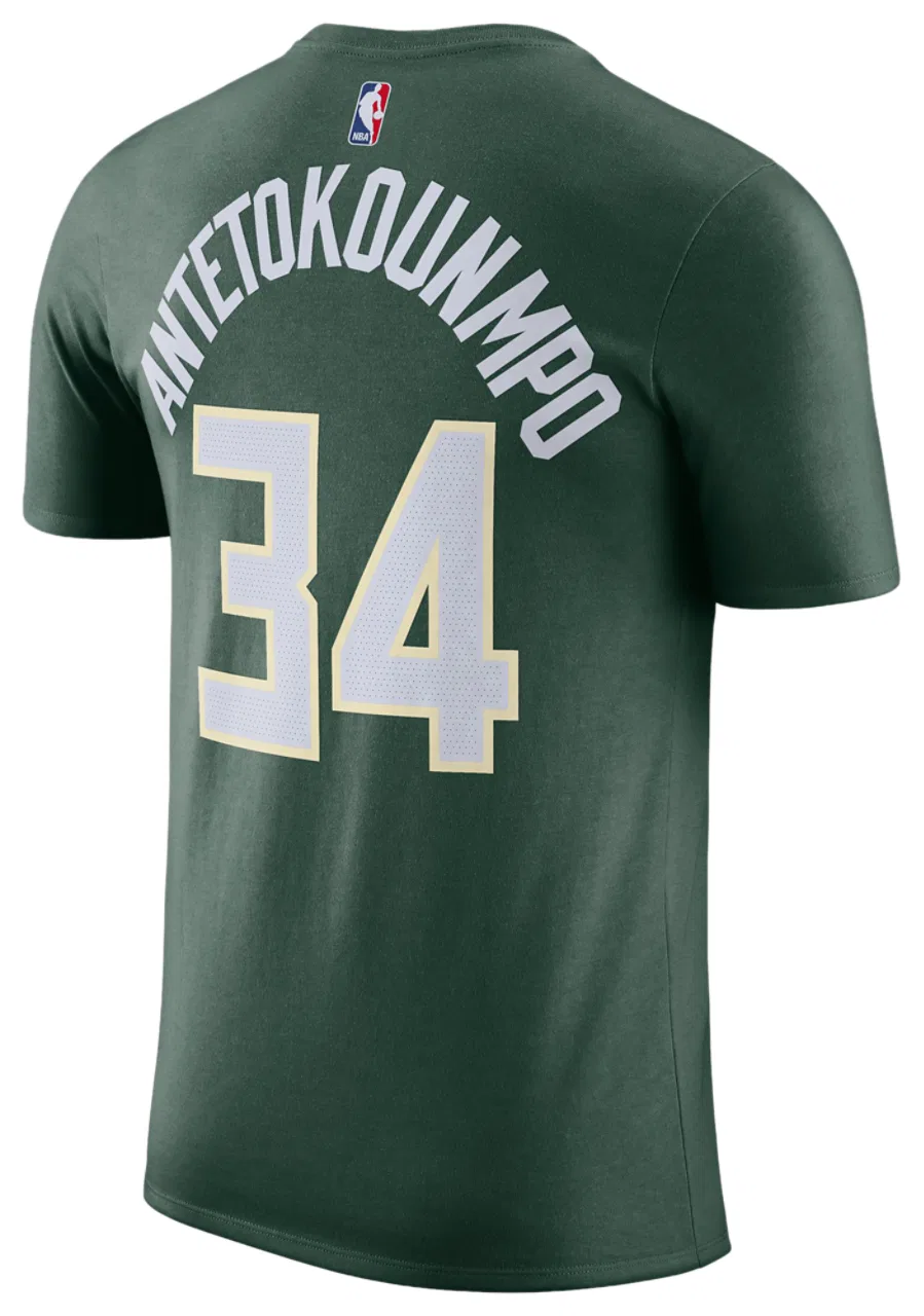 Футболка мужская Bucks Name & Number Nike, цвет Hunter Green — фото 3