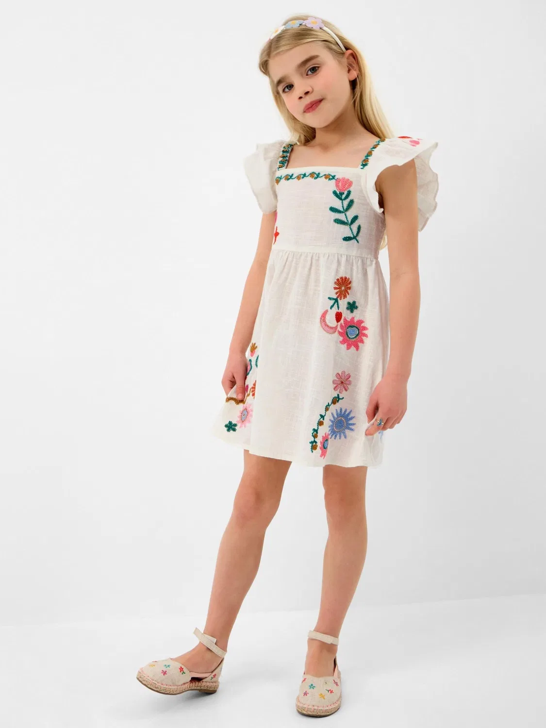Платье хлопковое с вышивкой Angels By Accessorize, белый