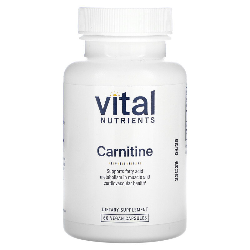 

Vital Nutrients, Карнитин, 500 мг, 60 веганских капсул