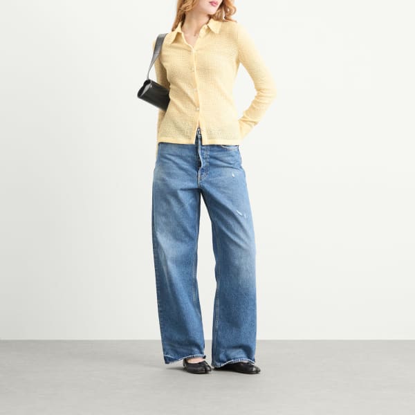 Свободный вязаный кардиган Jil Sander, pastel желтый — фото 4