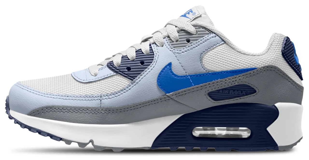 Кроссовки для мальчиков Air Max 90 Mesh Nike, цвет White/Blue Crystal/Midnight Navy — фото 2