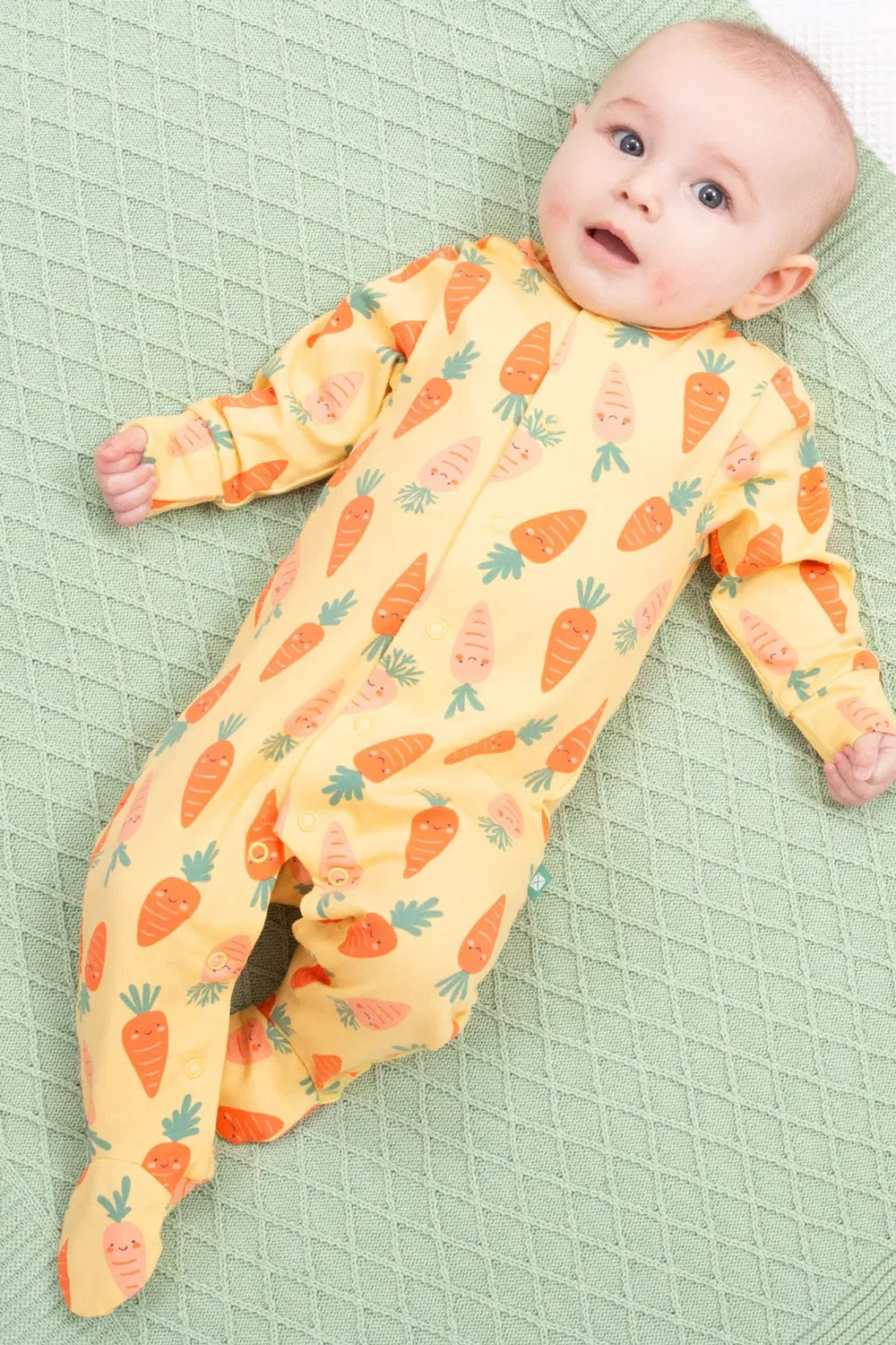 Детский слип с принтом Happy Carrot Kite, Yellow — фото 2