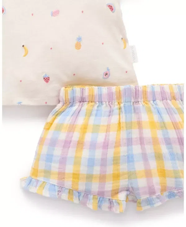 Детский комплект для девочек хлопковый Purebaby, Lila Check — фото 3