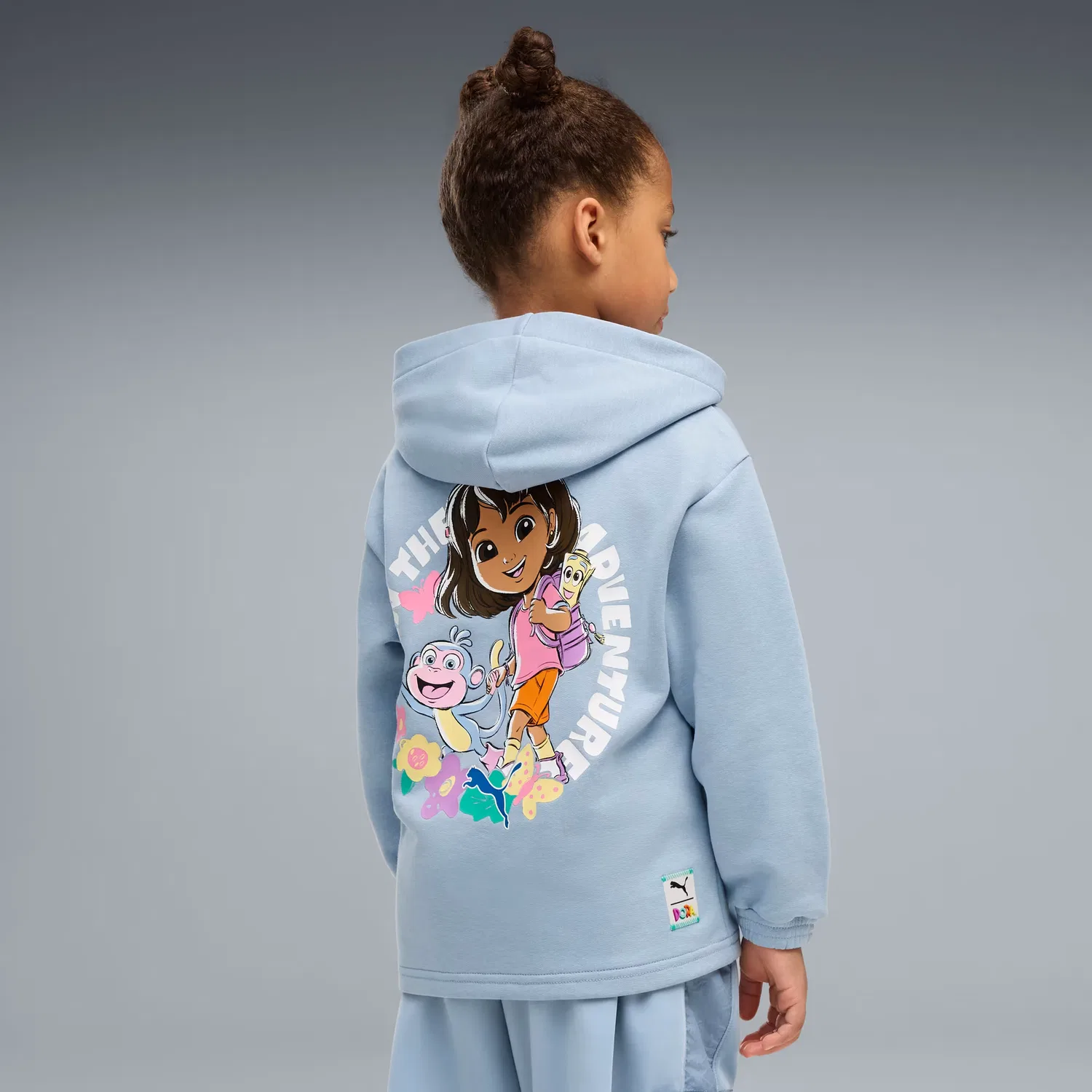 Детская свободная толстовка с капюшоном Puma X Dora The Explorer, Chambray Blue — фото 2