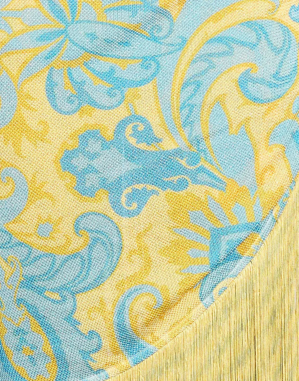 Женская асимметричная юбка из интарсии с бахромой Etro, светло-синий — фото 4