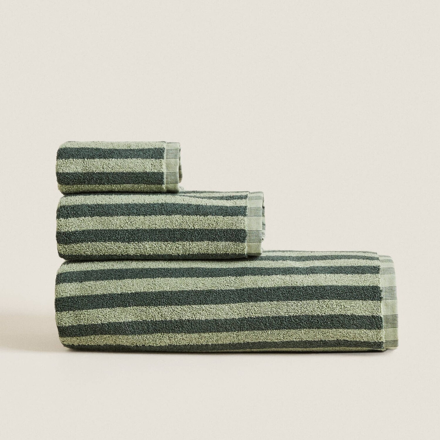 

Полотенце хлопковое полосатое Zara Home Striped Cotton, зеленый