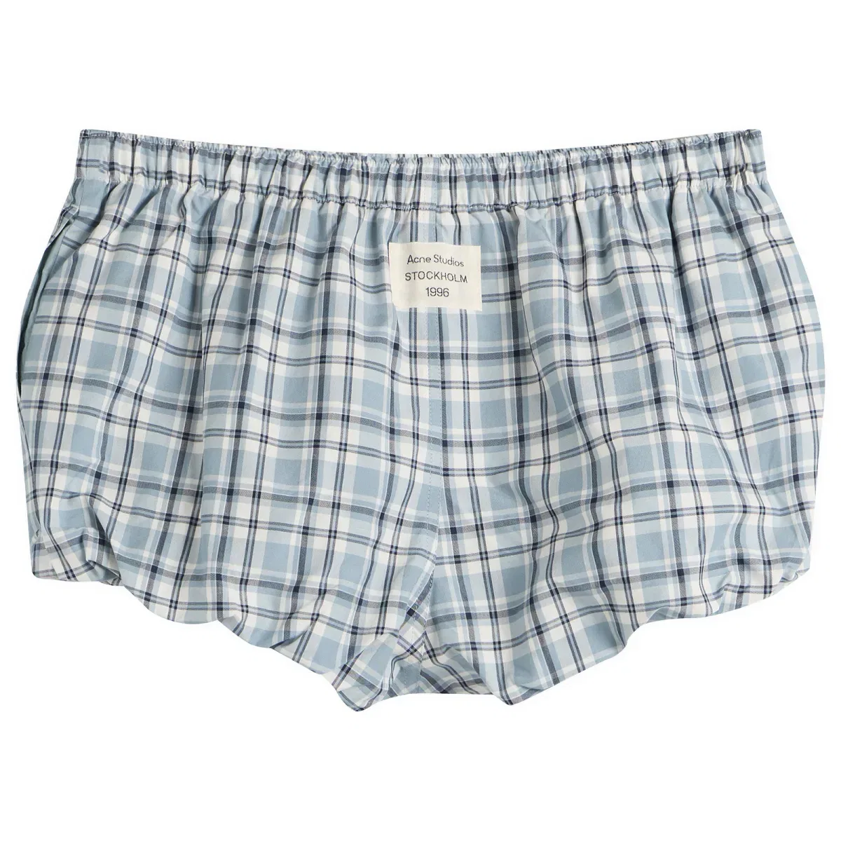 Шорты-панталоны с принтом в клетку Pebby Check Mini Shorts Acne Studios, Blue & White