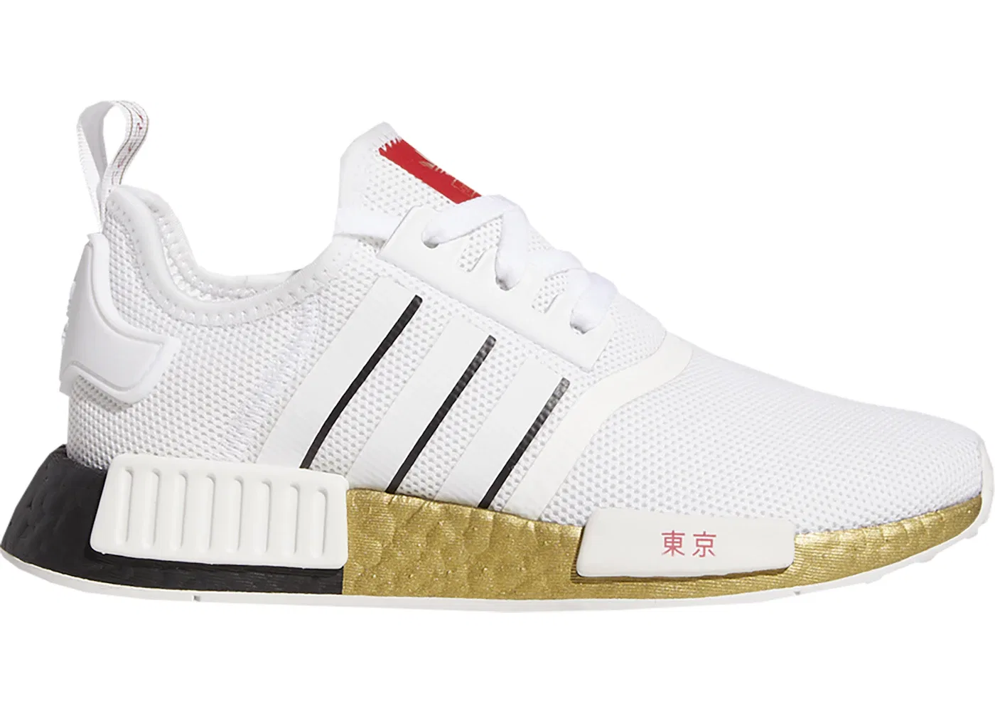 Детские кроссовки Lifestyle с принтом Adidas NMD R1, White/Black/Solar Red