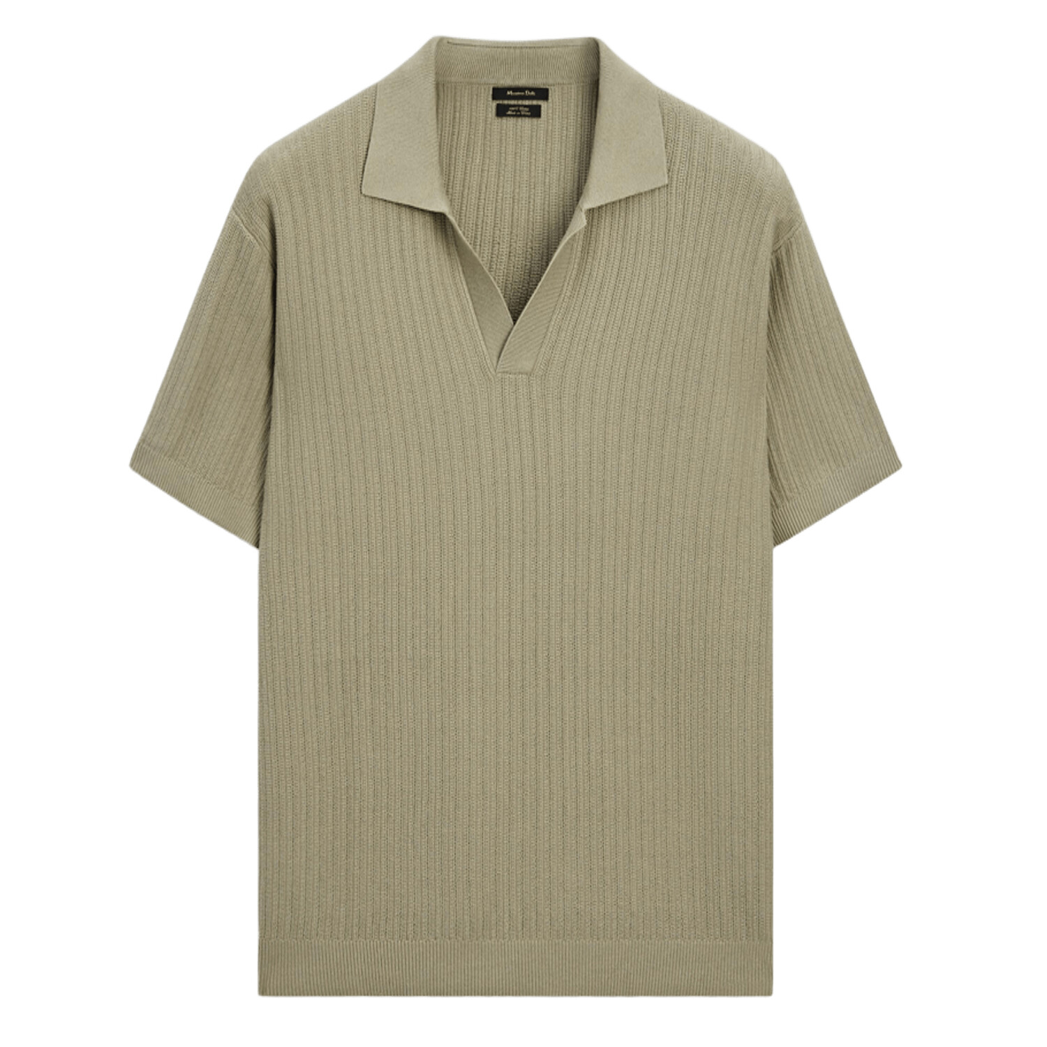 

Футболка-поло Massimo Dutti Knit with fabric detail, зеленый