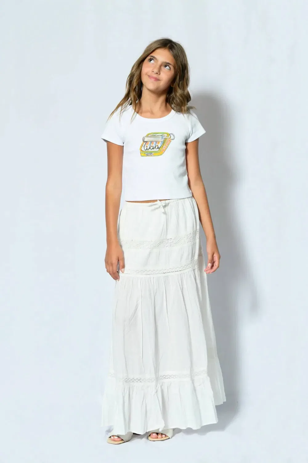 Детская юбка макси с кружевной отделкой Sofie Skirt KatieJnyc, White