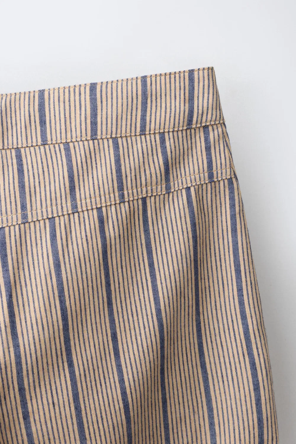 Полосатые брюки-баллоны из льняной смеси ZARA, Ecru/Blue — фото 4