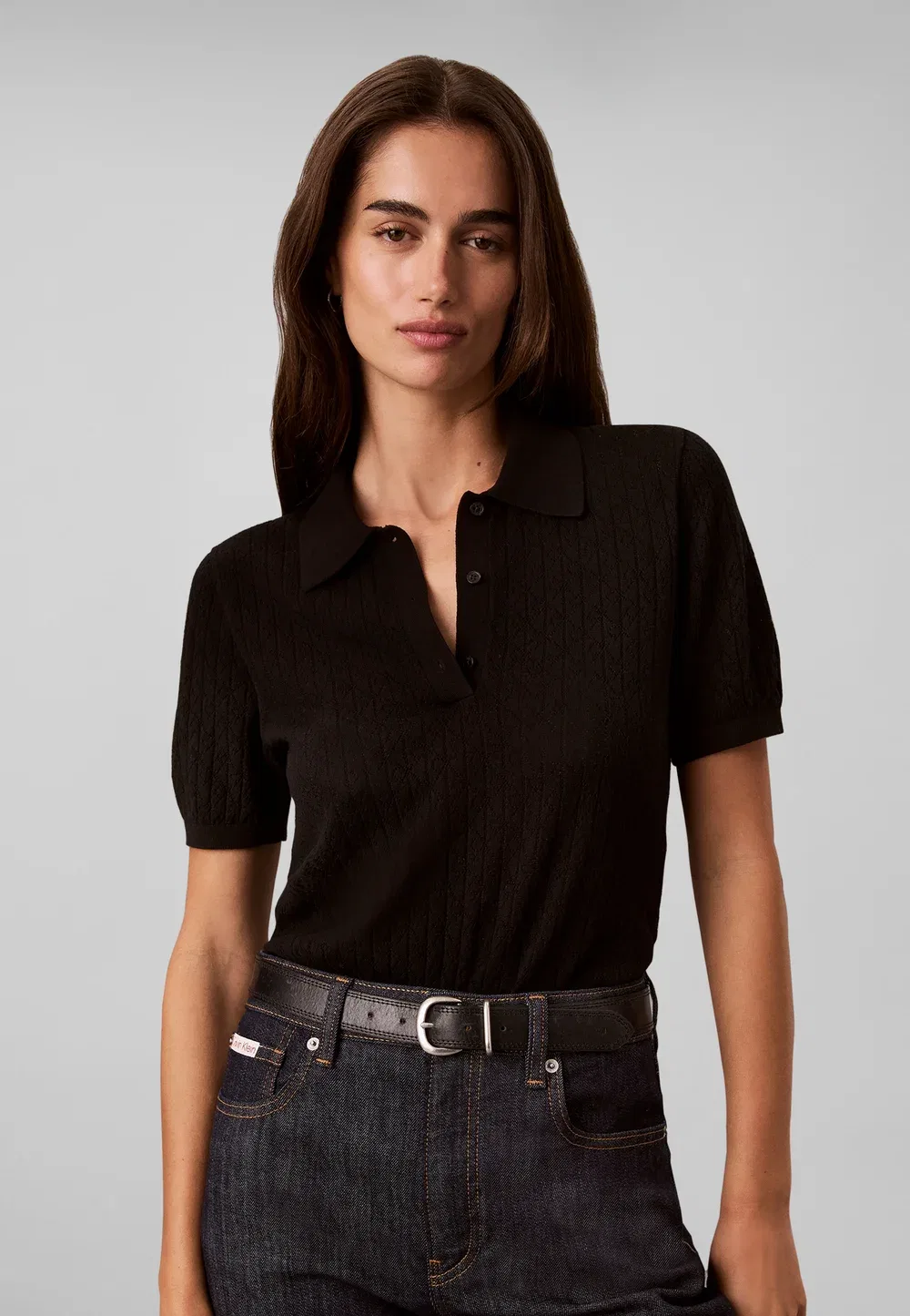 Рубашка-Поло Pointelle Calvin Klein, Black