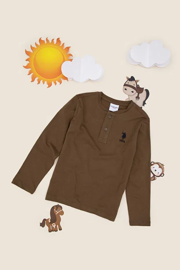 Детские свитшот для мальчиков хлопковый U.S. Polo Assn., Khaki — фото 3