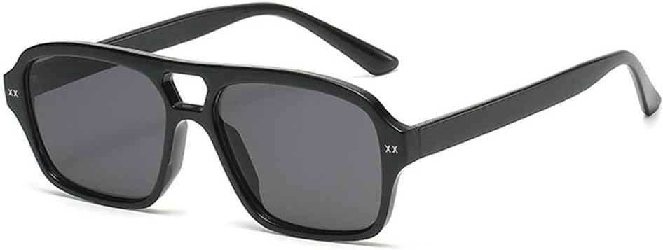 

Ретро-солнцезащитные очки с двойной перемычкой для женщин, квадратной формы, модные очки с градиентным переходом цвета, трендовые мужские солнцезащитные очки с линзами Ocean Lens UV400 SKFGNX, Black Grey