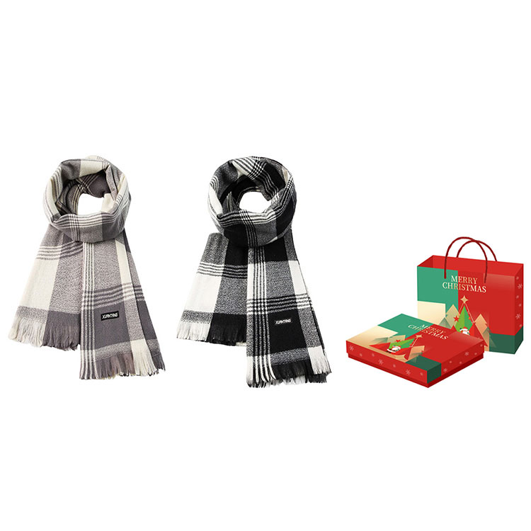 

Вязаный шарф унисекс, Black+Gray, Christmas Holiday Box