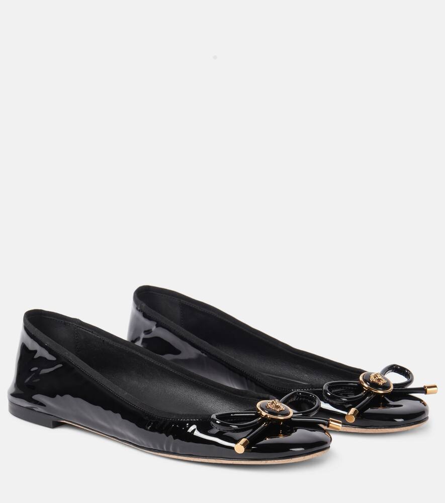 Балетки Opera из лаковой кожи с бантом, 1B00V-Black-Gold Versace, 1B00V-Black-Versace Gold