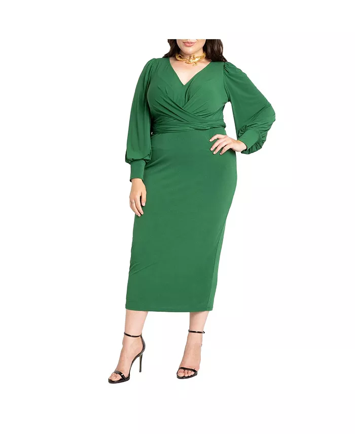 

Женское платье миди с перекрестным вырезом Plus Size Eloquii, зеленый