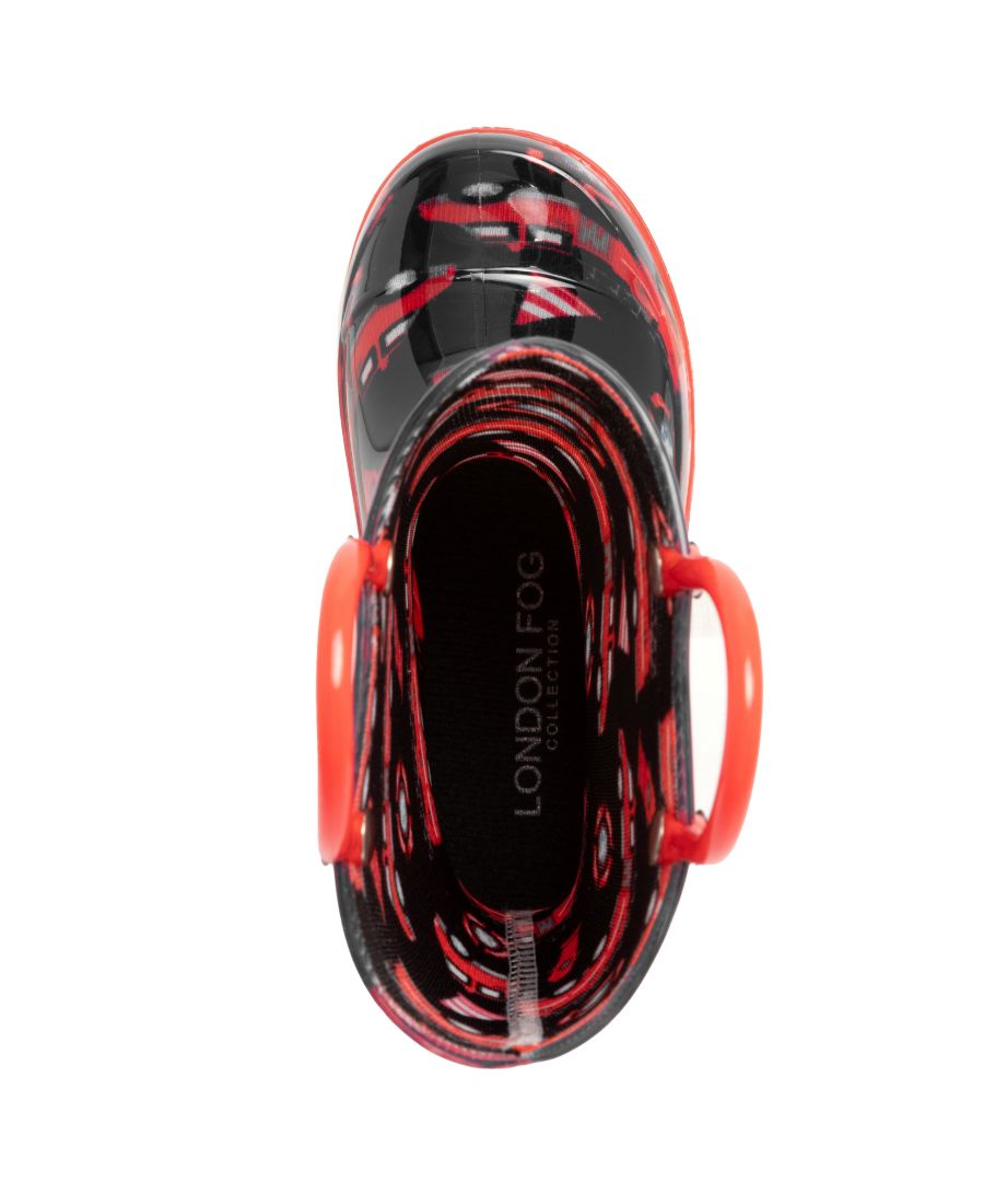 Детские резиновые сапоги Sven с принтом и подсветкой для мальчиков 5T-10T London Fog, Black/Black/Red — фото 4