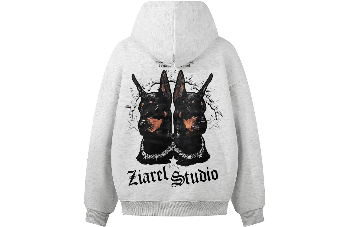 

Толстовка Unisex Hooded Moderate Heavyweight ZIAREL, белый heather серый