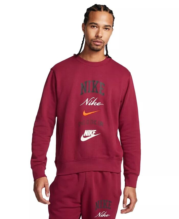 

Мужской клубный флисовый свитшот из матового флиса с логотипом Nike, красный
