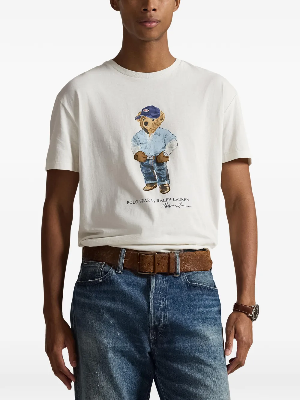 Футболка с принтом Polo+Bear Polo Ralph Lauren, белый — фото 3