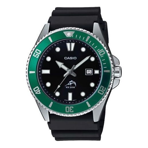 

Часы Men's CASIO Series 200m Waterproof Stainless Steel Black Dial Luminous Quartz Watch Mens Green Analog, зеленый