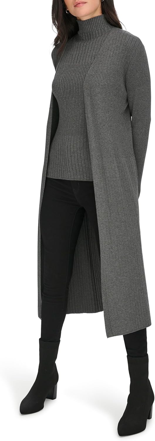 Женский кардиган-свитер Calvin Klein Duster с открытым передом, Heather Charcoal — фото 3