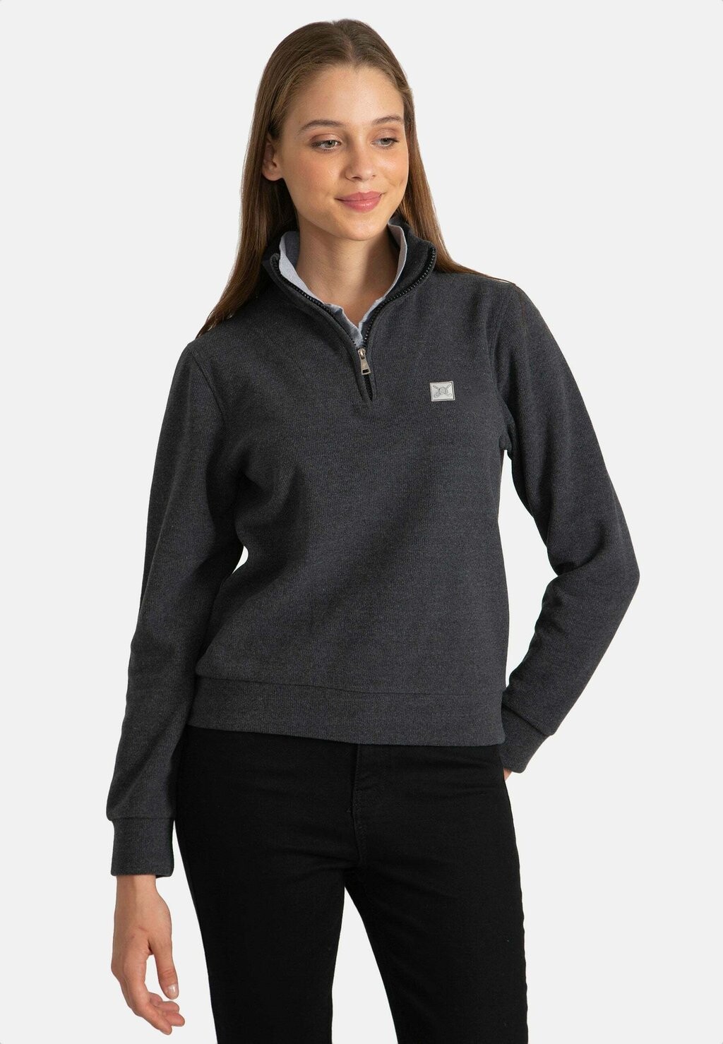 

Свитер Double Neck Half Zip Sweatshirt Jacey Quinn, цвет anthracite