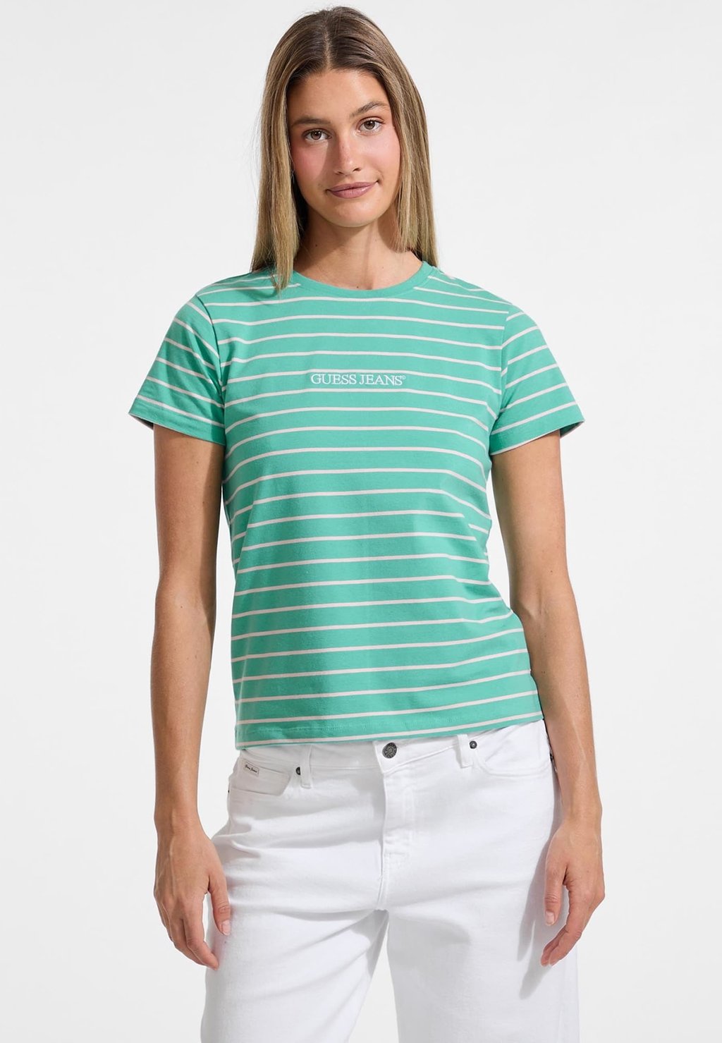 

Футболка с принтом STRIPED Guess Jeans, бирюзовый