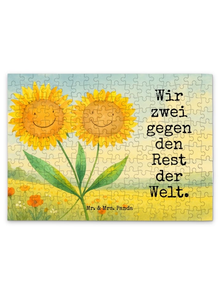 

Mr. & Mrs. Panda Дизайн в виде подсолнуха с надписью, выполненный белым цветом