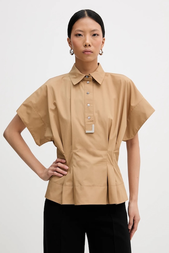 

Хлопковая блузка Karl Lagerfeld, бежевый