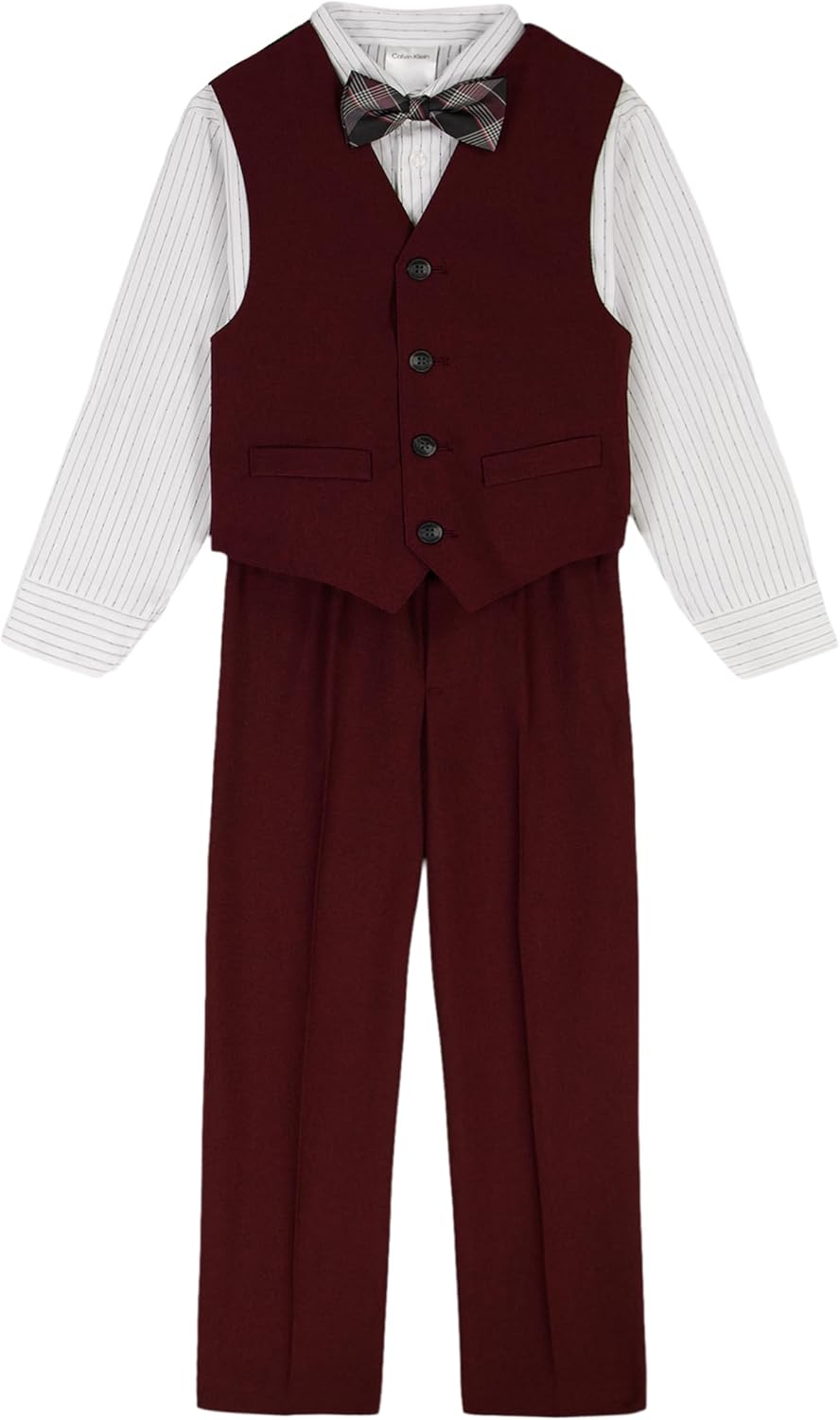 

Костюм для мальчиков Calvin Klein из 4 предметов: жилет, брюки, рубашка с воротником и галстук, Heirloom Red