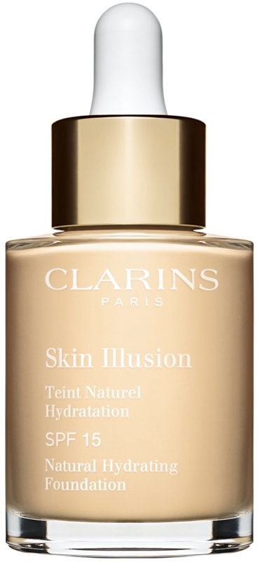 

Skin Illusion натуральная увлажняющая тональная основа, сияющая увлажняющая сыворотка SPF 15 Clarins, atspalvis 100.5w cream 30 мл