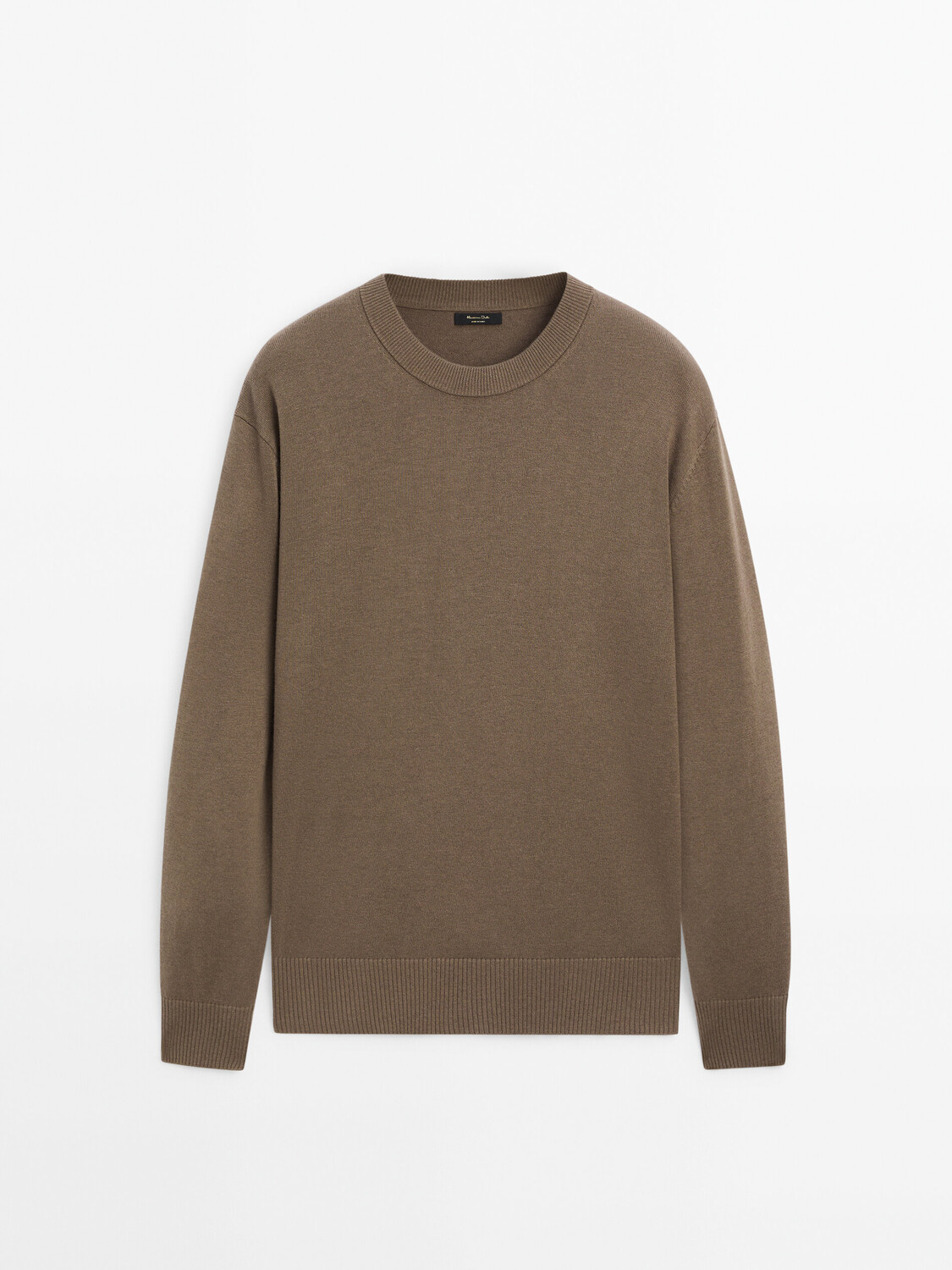 

Шерстяной свитер с круглым вырезом Massimo Dutti, коричневый