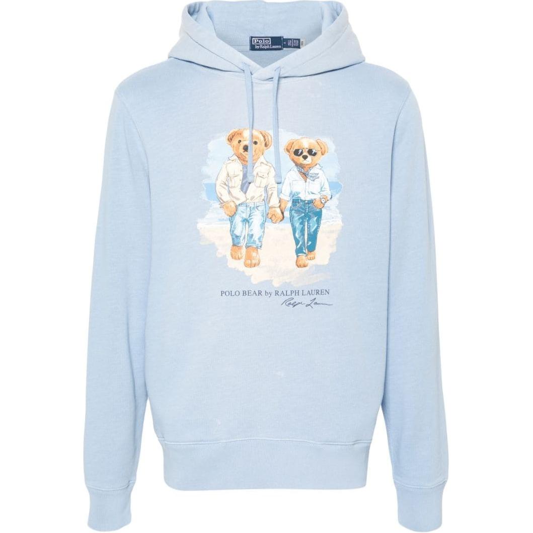 

Поло с принтом медведя худи Polo Ralph Lauren, светло-голубой