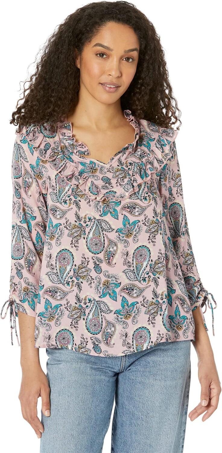 

Блуза Roper Pink Paisley Print Victorian Blouse in Rayon Challis, розовый