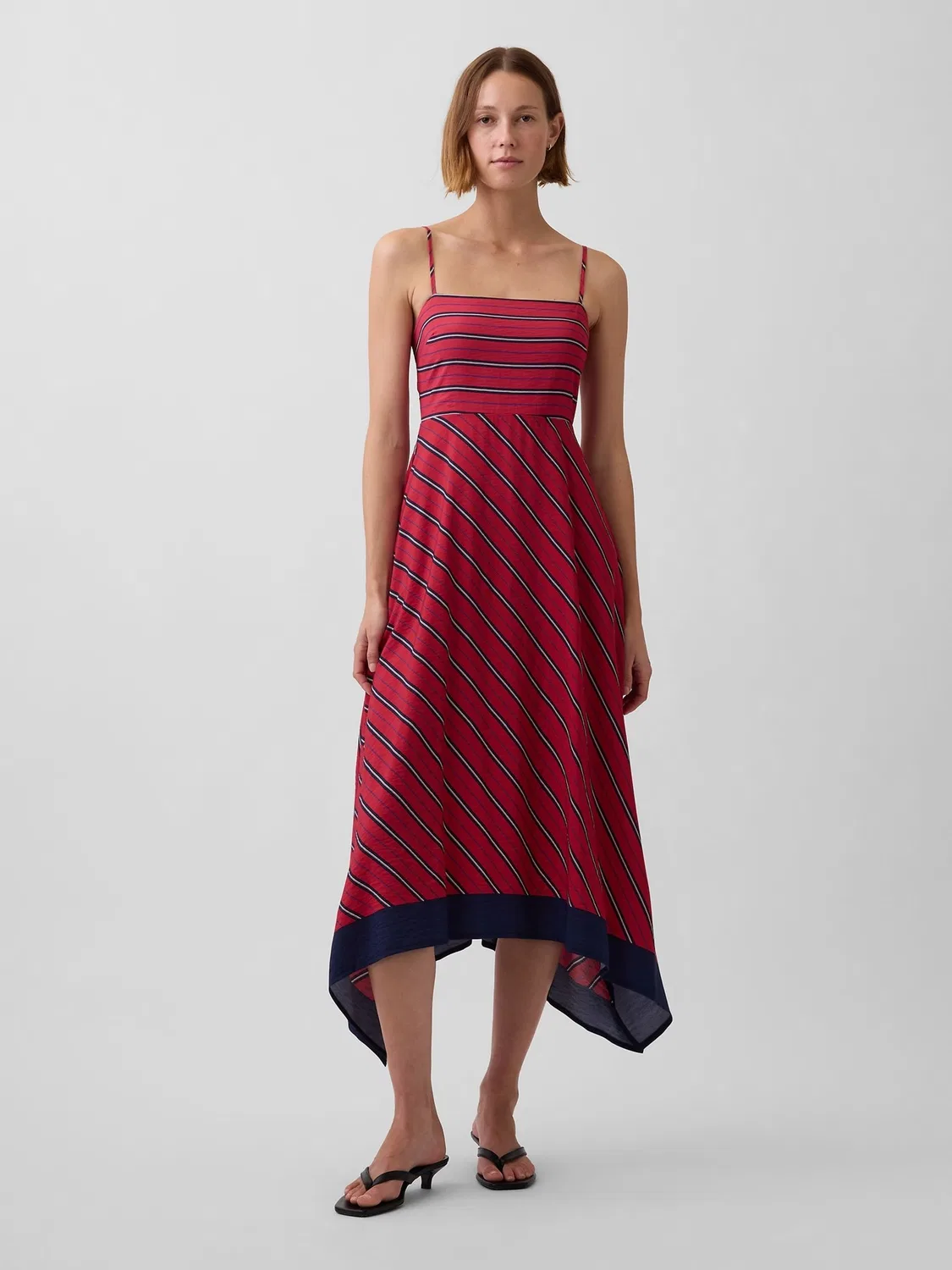 Платье миди в полоску Gap Red Stripe Handkerchief, красное