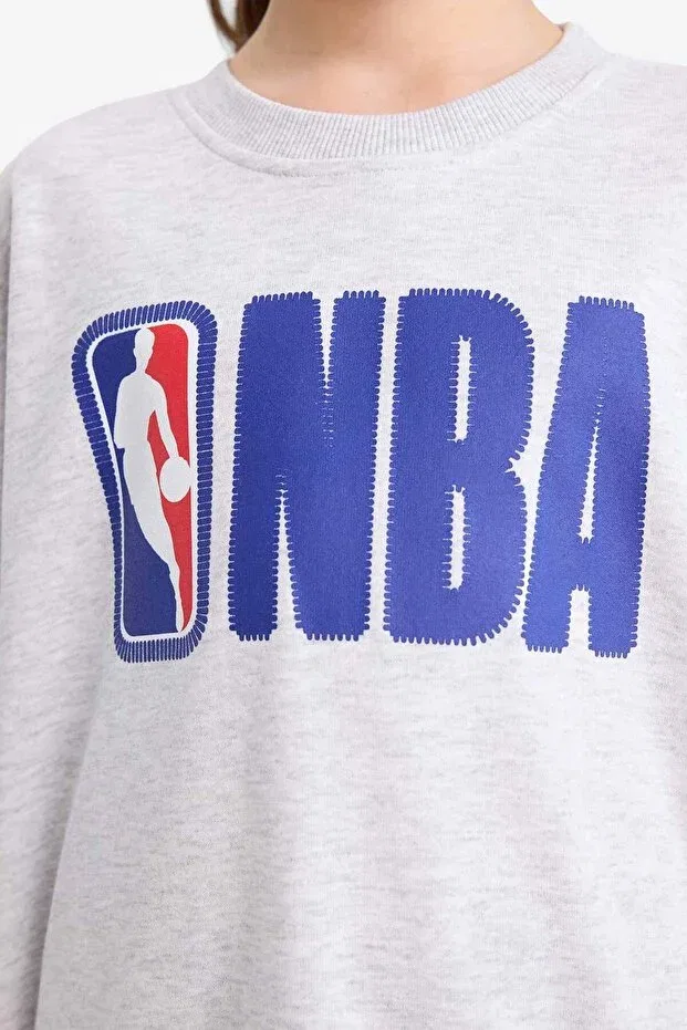 Детские свитшот для девочек оверсайз NBA Defacto, Gray-Gr400 — фото 4