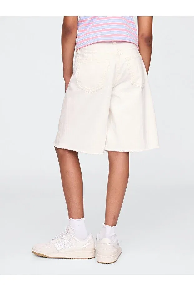 Детские джинсовые шорты для девочек с обычной посадкой Gap, Off White — фото 4