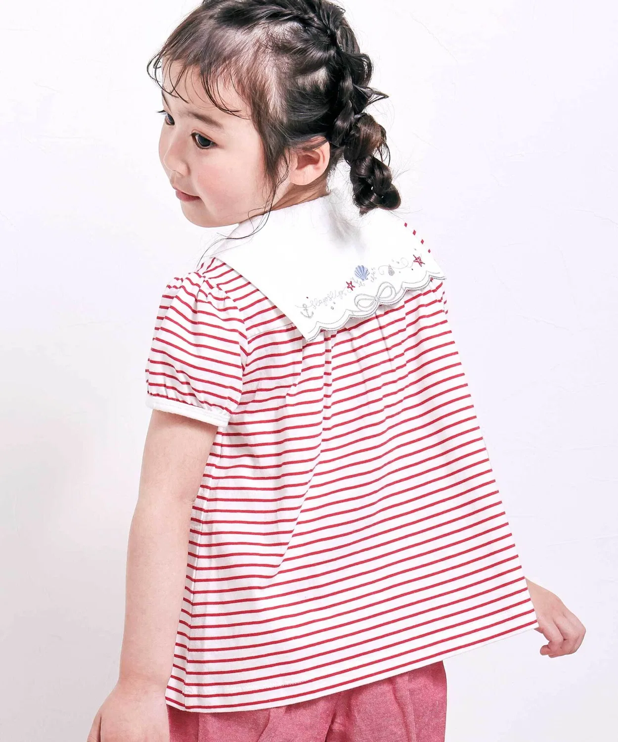 Детский комплект для девочек с принтом Sailor Collar Border SLAP SLIP, Blue — фото 2
