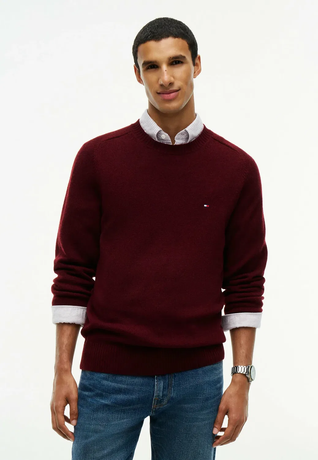 Свитер с круглым вырезом из овечьей шерсти Tommy Hilfiger, Burgundy Heather