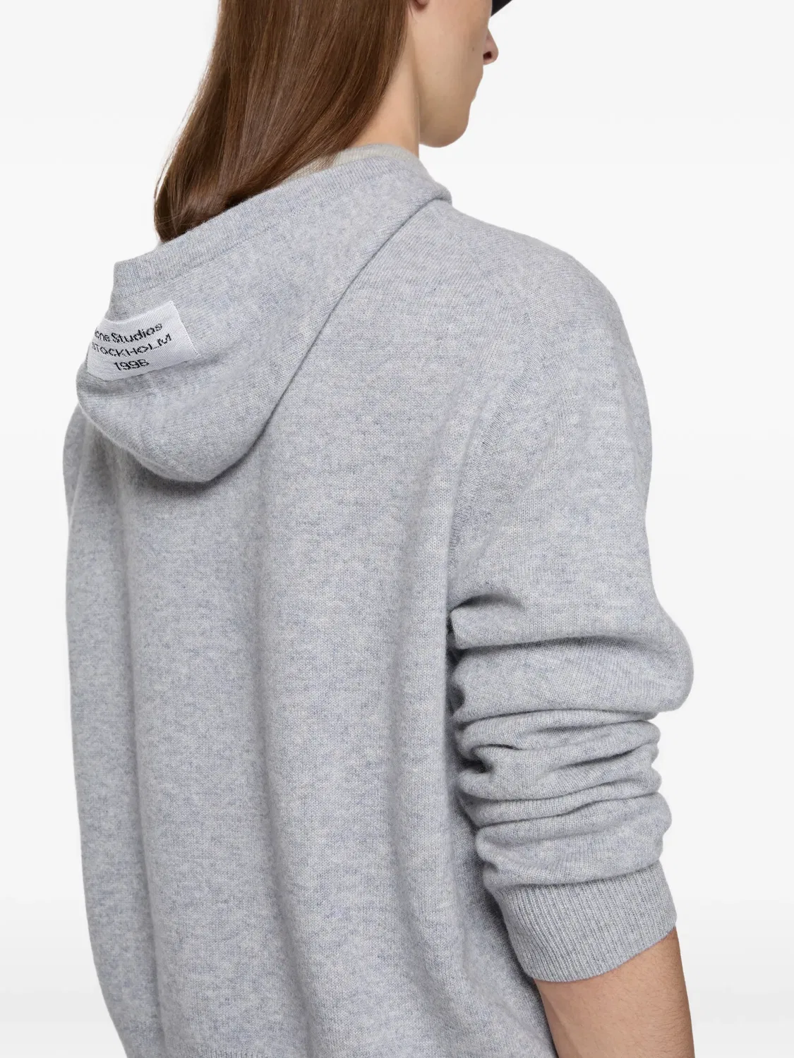 Свитшот с капюшоном из кашемира Acne Studios, серый — фото 4