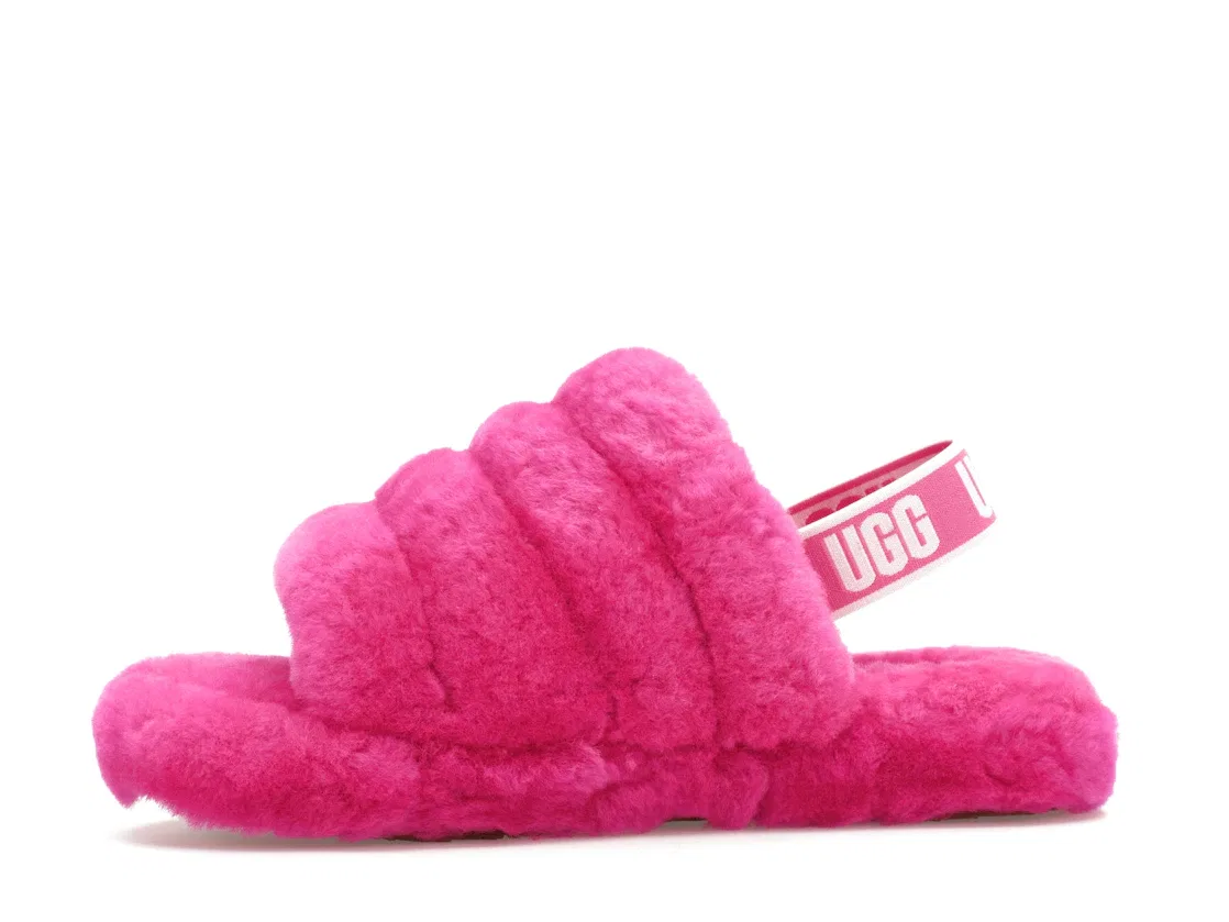 Детские шлепанцы с мехом UGG Fluff Yeah Slide, Rock Rose/Rock Rose — фото 3