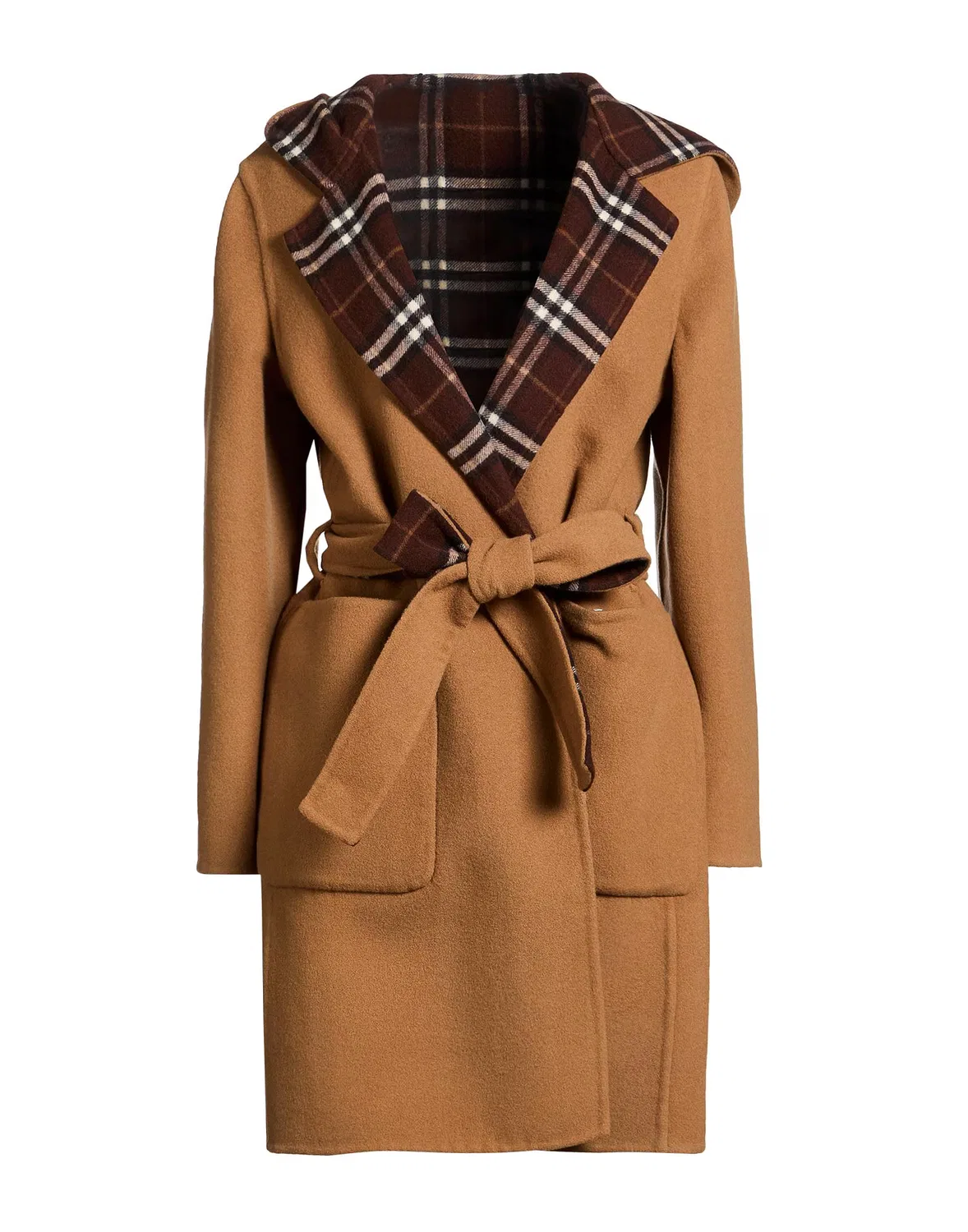 Женское двустороннее пальто с поясом и капюшоном Burberry, коричневый