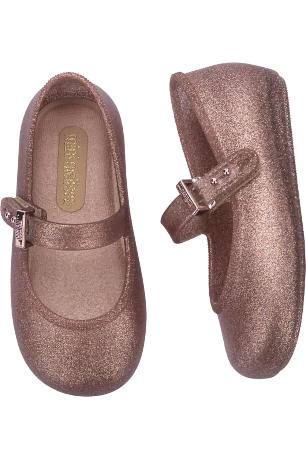 Детские туфли балетки водонепроницаемые Soft Ballerina Baby Mini Melissa, Pink Glitter — фото 4