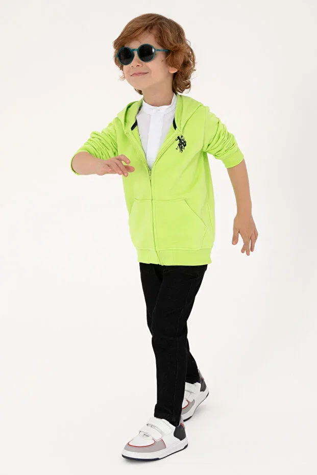 Детское худи на молнии с капюшоном U.S. Polo Assn., Apple Green — фото 2