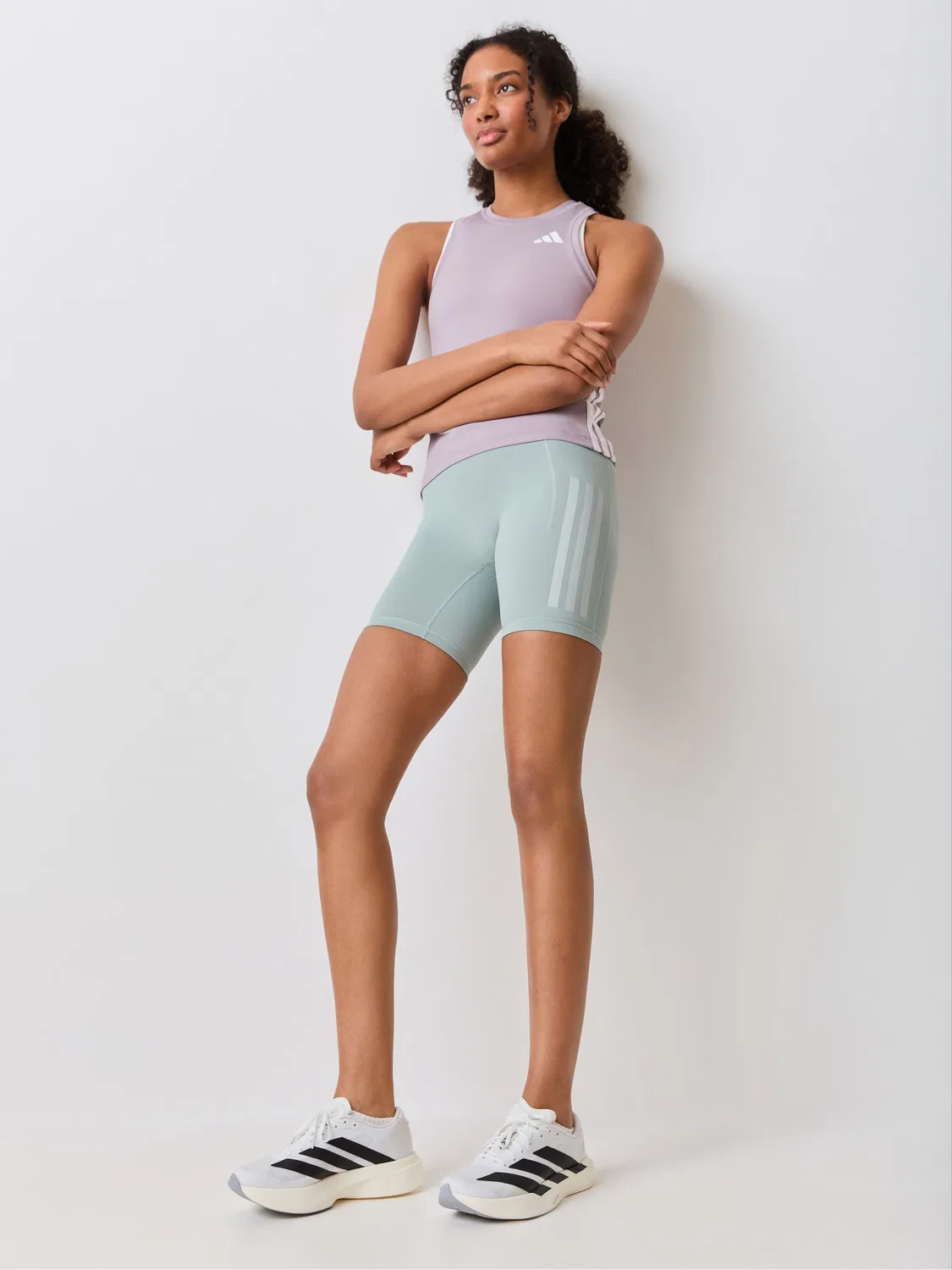 Леггинсы Optime Workout 3-Stripes Short adidas, Light Blue Denim — фото 2
