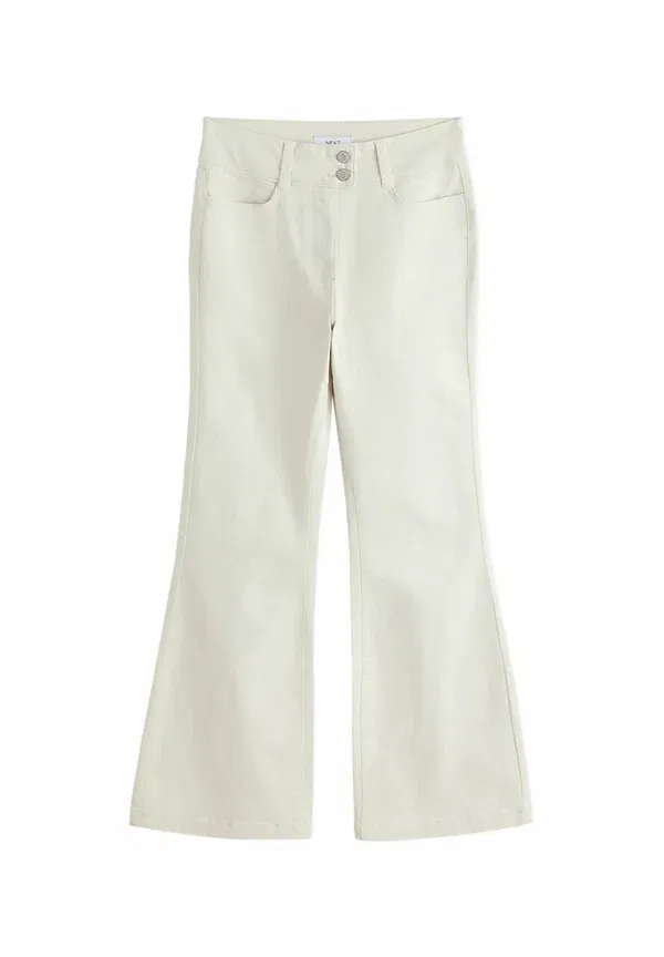 Брюки из хлопка с эластаном Regular fit - flared chino trousers Next ecru, экрю